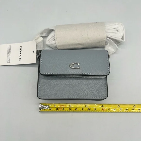 Coach Half Flap Leather Mini Card Case Crossbody shoulder chain strap - Picture 4 of 8